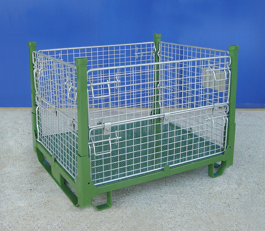 Zinc Plated Collapsible Wire Container Wines Industry Wire Mesh Cages